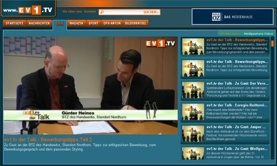 Talk auf ev1.tv